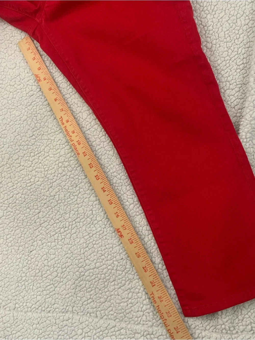 Lauren Ralph Lauren Straight Leg Red Denim Jeans Size 14 Logo Leather Patch